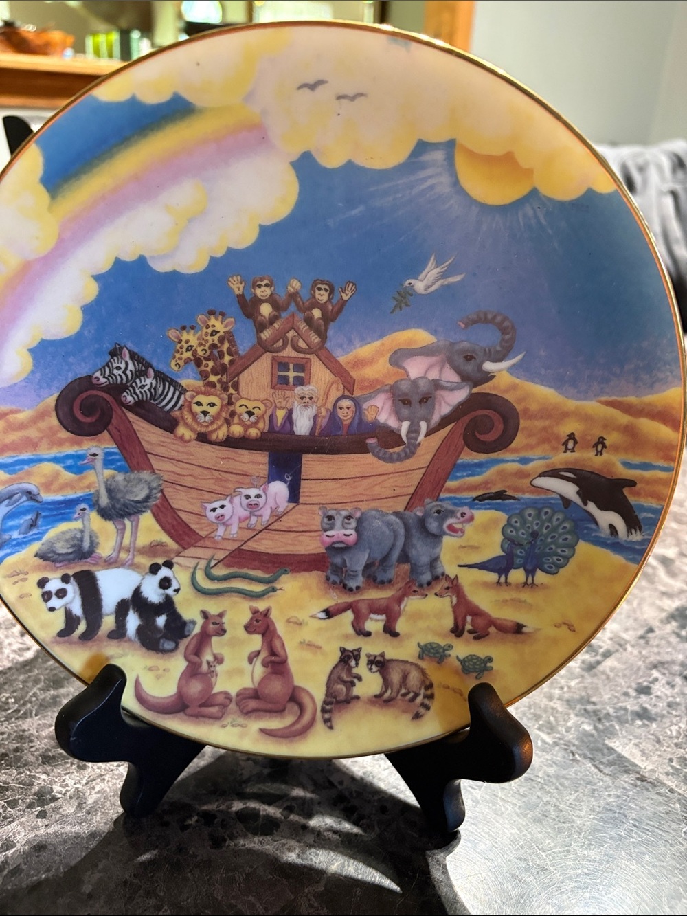 Noah's Ark Decorative Plate - Yellow Theme
